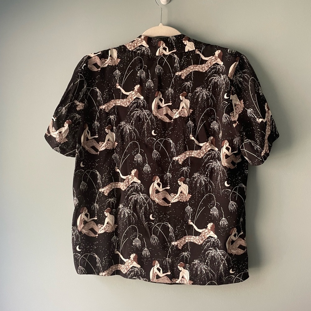 Reformation Black Celestial Print Button-Down Shirt - Picture 7 of 13